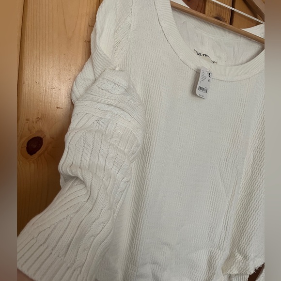 NWT We The Free Swinging Cable Cuff Ivory Textured Top Sz Large - Picture 8 of 8